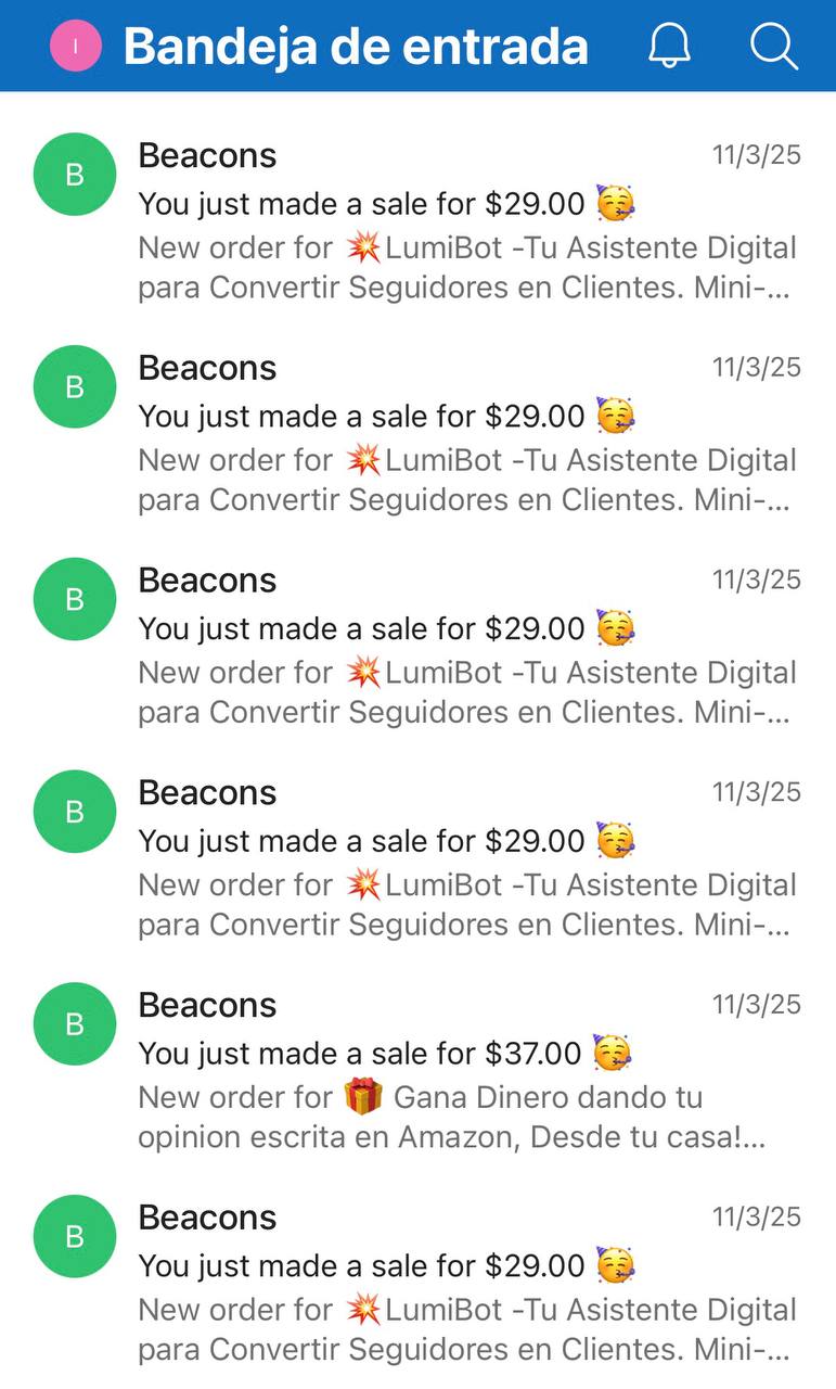 Notificación de venta